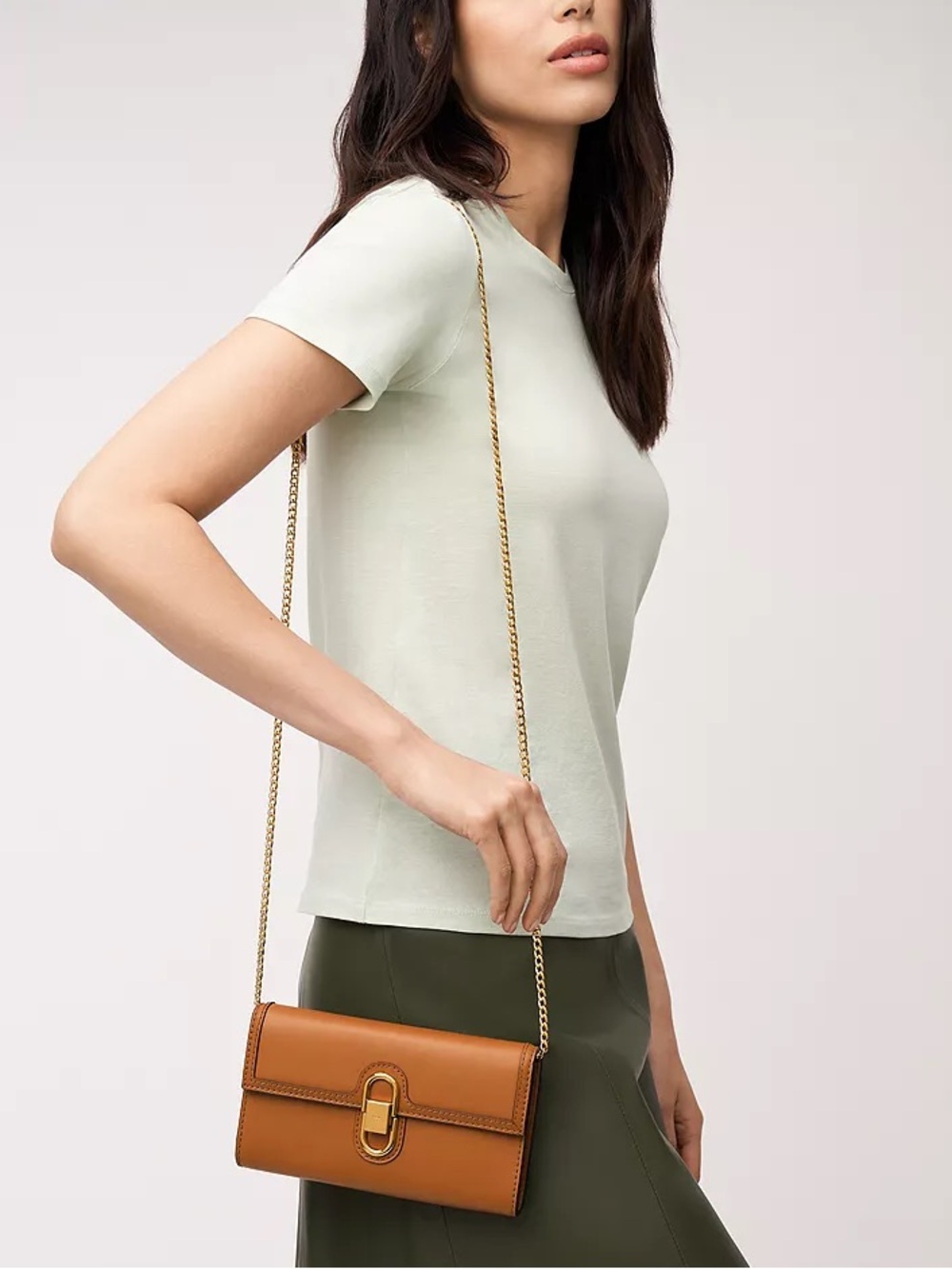 Fossil Avondale Leather Wallet Saddle Crossbody Bag ๐